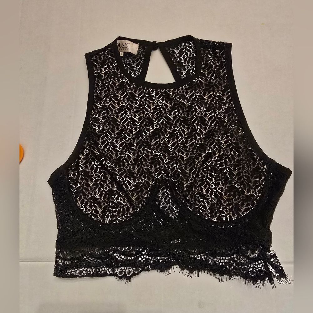 House Of CB Lace Top In Black Size Small